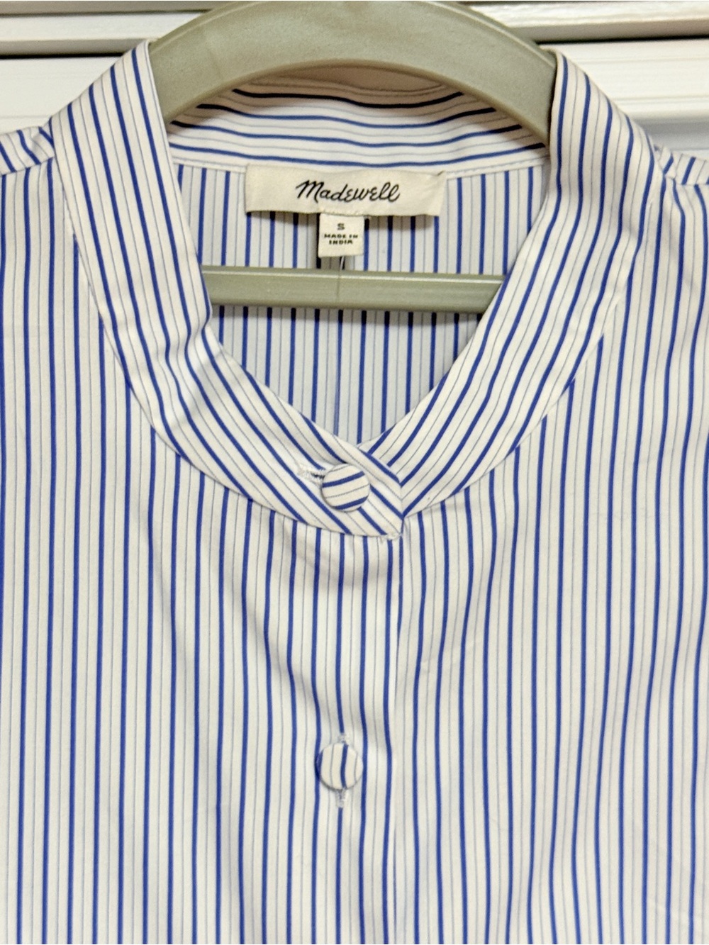 Women’s Blue Pinstripe Cotton Shirt - NWT - Picture 6 of 7